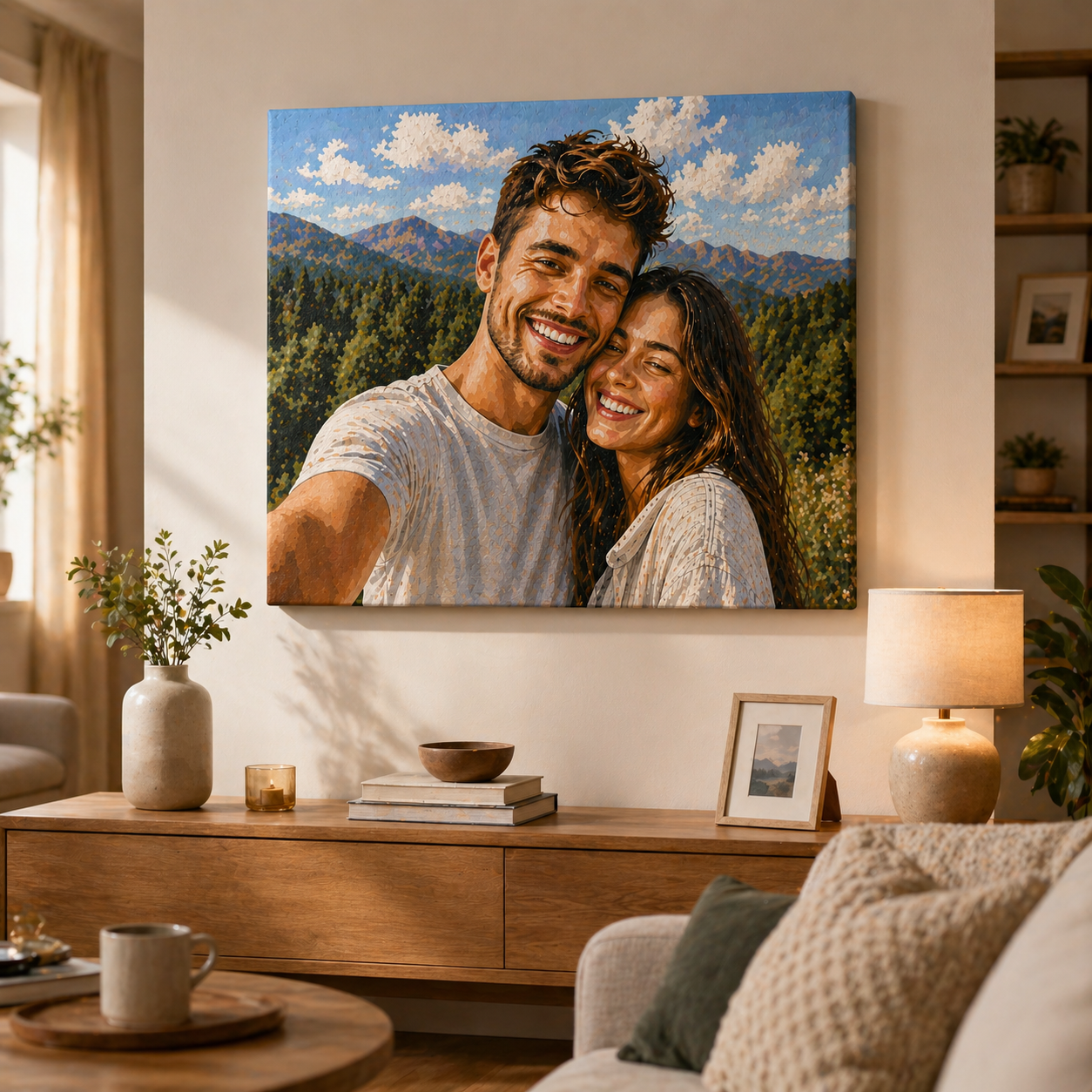 fertiges malen nach zahlen bild an der wand