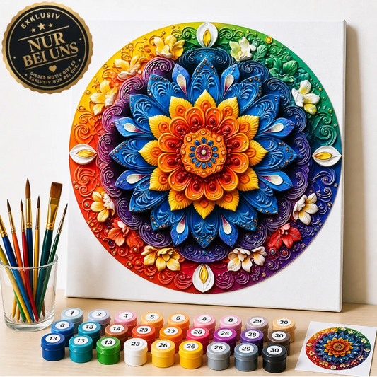 Malen nach Zahlen Set Mandala mit farbenreicher Detailkunst