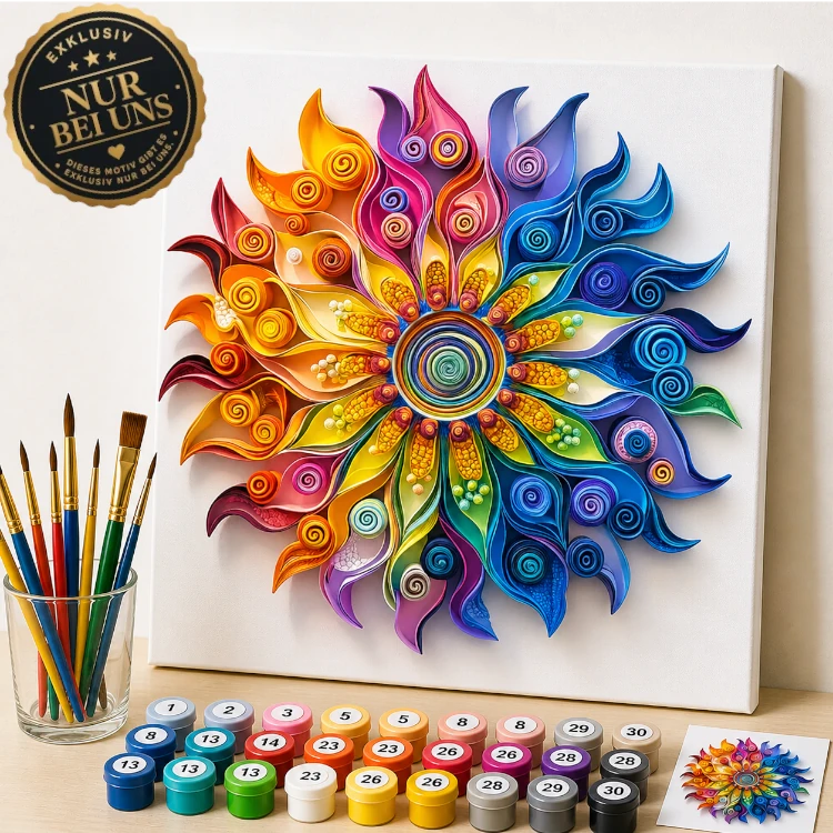 Malen nach Zahlen Dynamisches Mandala mit spiralförmiger Energie