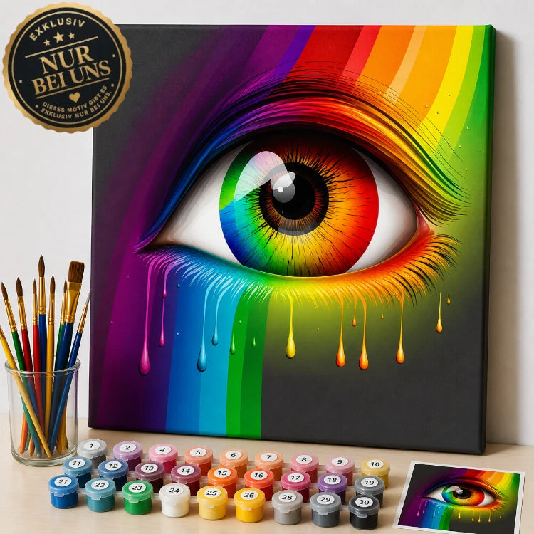 Malen nach Zahlen Shop – Regenbogen Auge im modernen Pop-Art Stil