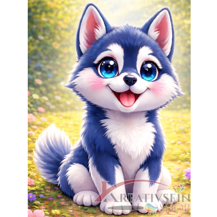 Malen nach Zahlen Schweiz – Kawaii Husky Welpe