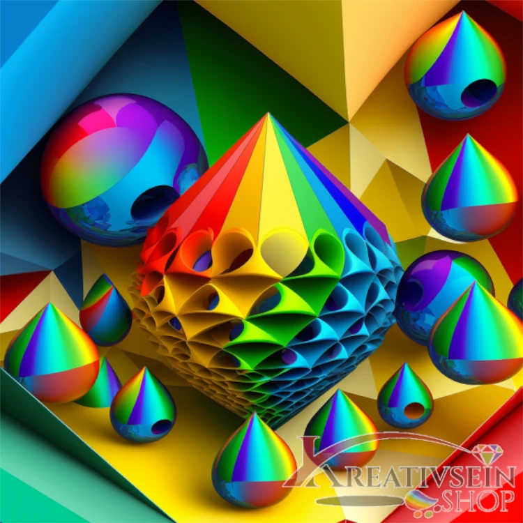 Malen nach Zahlen kaufen – Futuristische Regenbogen Geometrie