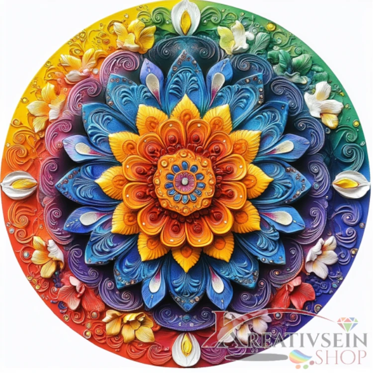 Malen nach Zahlen Schweiz Mandala mit farbenreicher Detailkunst