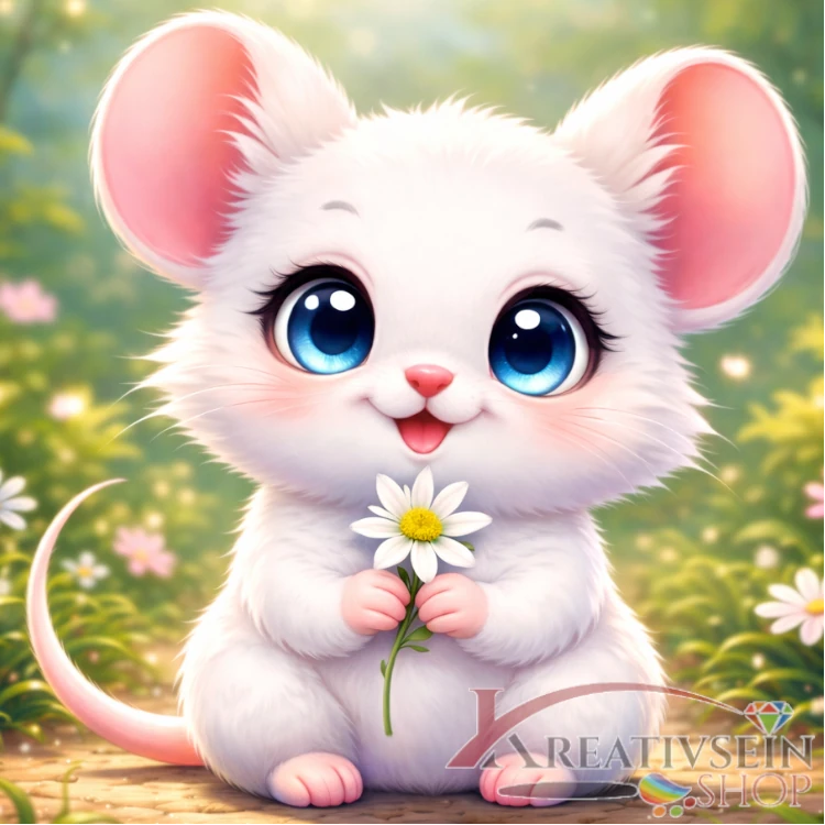 Malen nach Zahlen Set Maus mit Blume