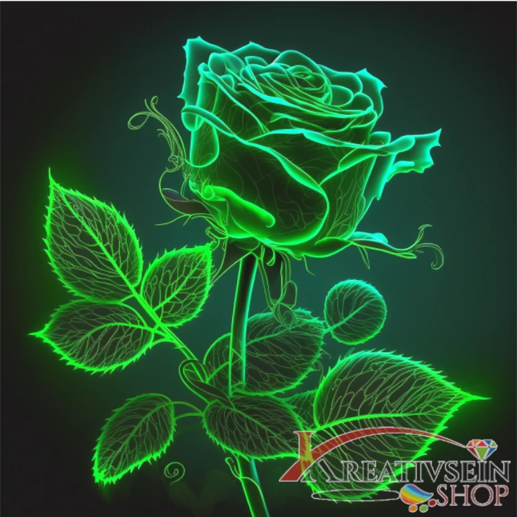 Malen nach Zahlen Set kaufen – Neon Rose in leuchtendem Grün