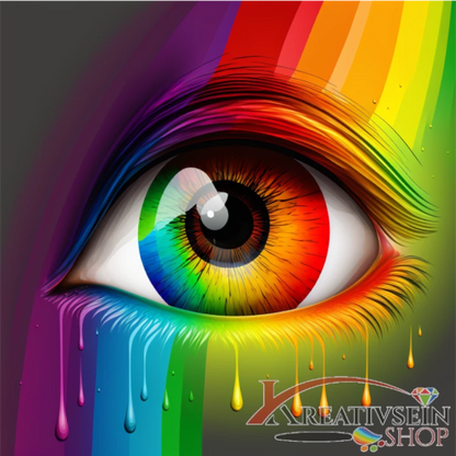 Malen nach Zahlen Set Schweiz – Regenbogen Auge im modernen Pop-Art Stil
